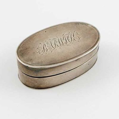 Appraisal: A George III oval nutmeg grater plain the base engraved