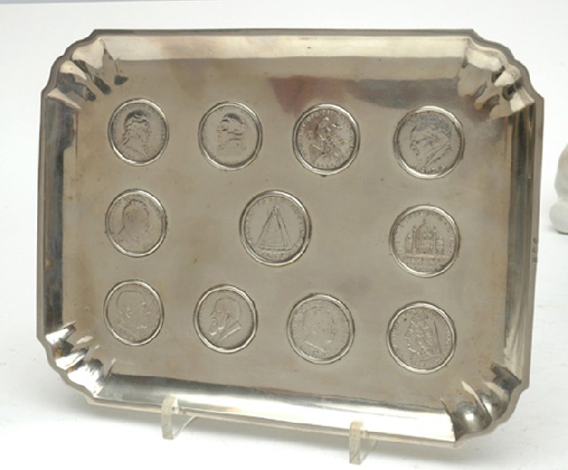 Appraisal: AN AUSTRIAN SILVER COIN TRAY Width cm