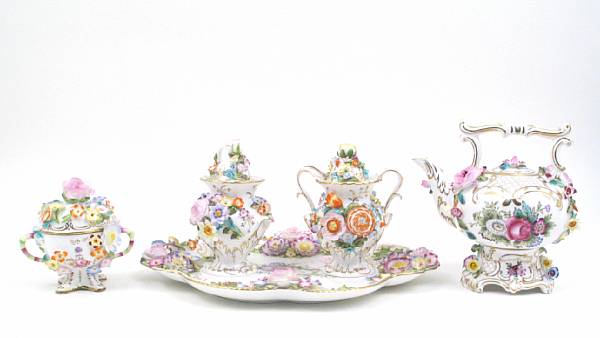 Appraisal: A group of Coalport floral encrusted table articles comprising a