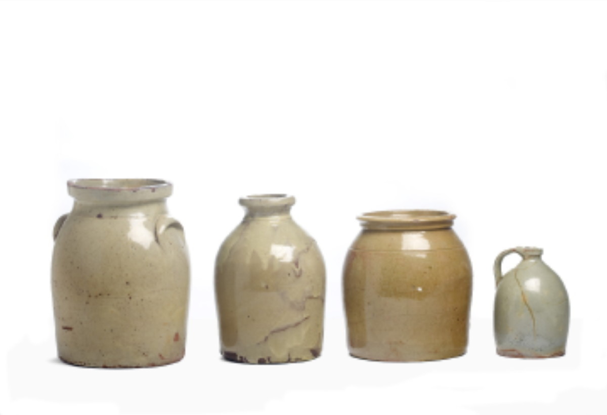 Appraisal: TWO NEW YORK GLAZED REDWARE CROCKS A JAR AND A