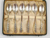 Appraisal: Liberty A set of six silver teaspoons in stylised wheatear