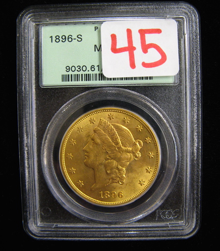 Appraisal: U S TWENTY DOLLAR GOLD COIN Liberty head type -S