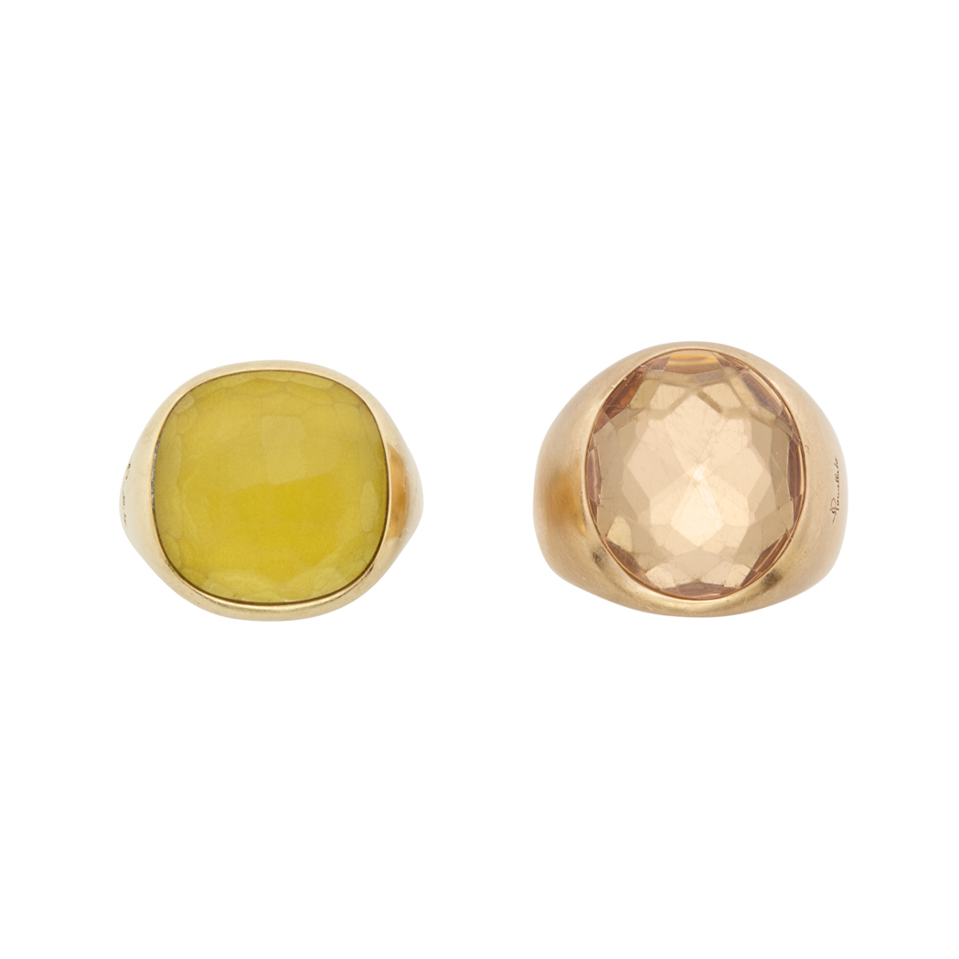 Appraisal: Two Gold Rose Gold and Quartz Rings Pomellato kt yellow