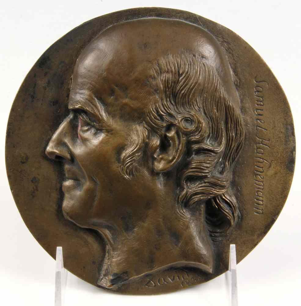 Appraisal: BRONZE PORTRAIT PLAQUE-by David D'Angers Profile relief of Samuel Hahnemann