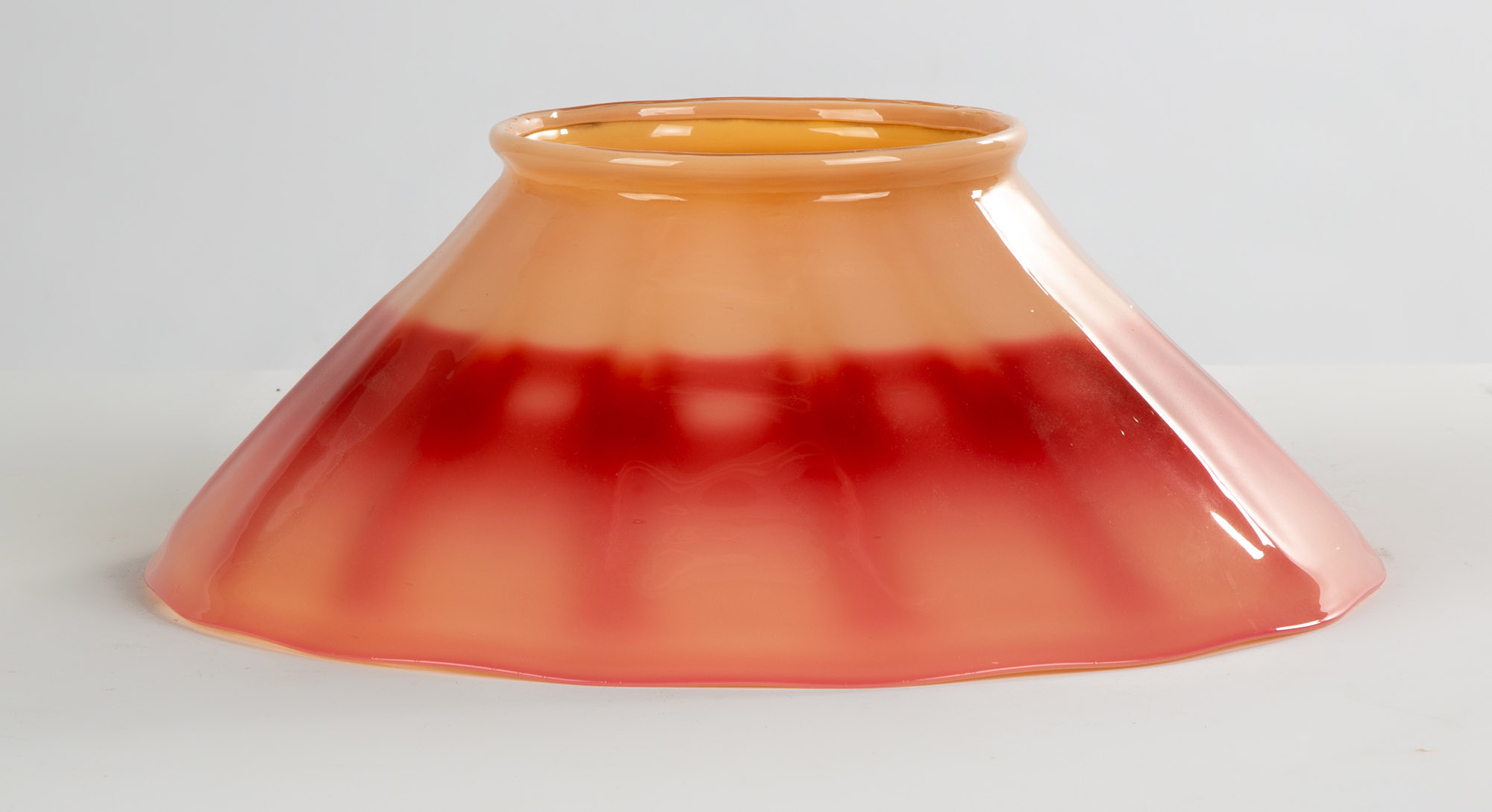 Appraisal: TH CENTURY PEACH BOWL ART GLASS SHADE th Century Peach