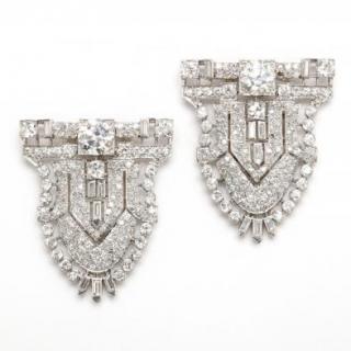 Appraisal: A Pair of Platinum and Diamond Brooch Clips circa s