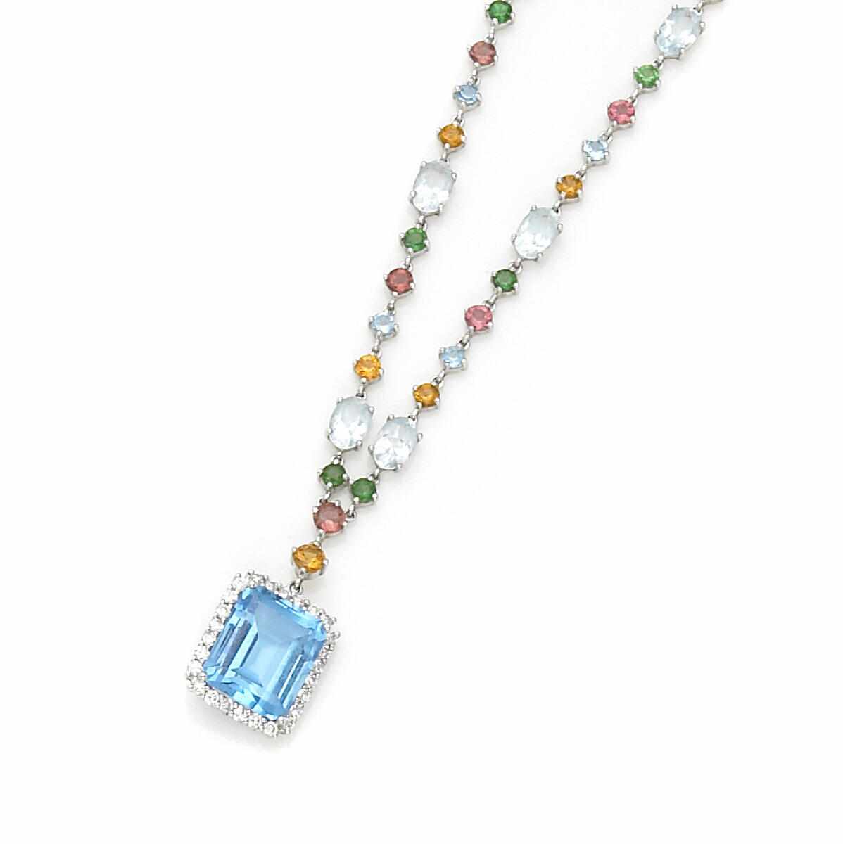 Appraisal: A blue topaz diamond gem-set and k white gold necklace