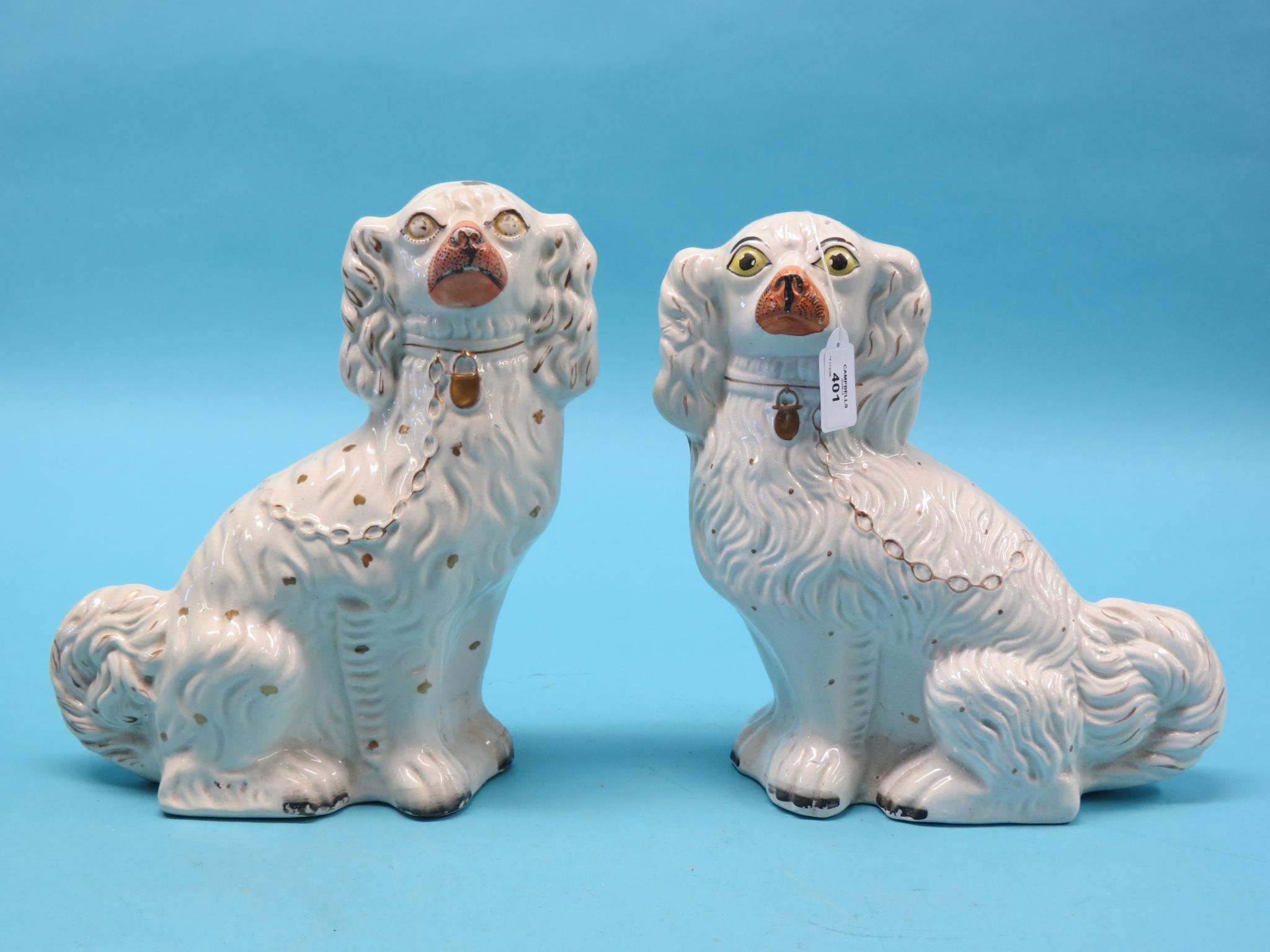 Appraisal: Two pairs of Victorian Staffordshire comforter spaniels with gilt and