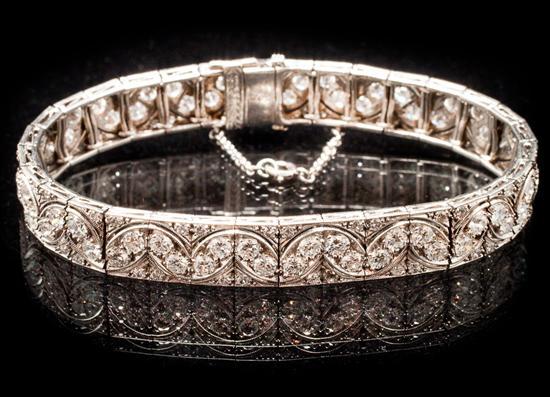 Appraisal: Art Deco platinum and diamond bracelet set with about fifty-four