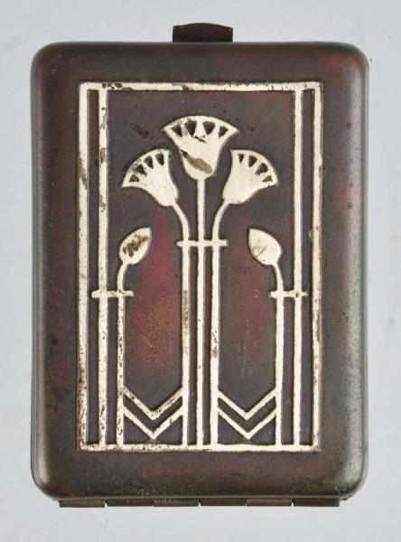 Appraisal: Art Deco Arts Crafts-Type Match Safe Description Dated Silver inlay