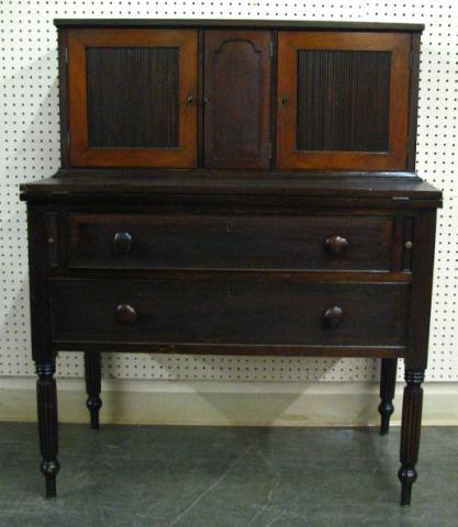 Appraisal: Period style mahogany tambour desk with hinged flip open writing