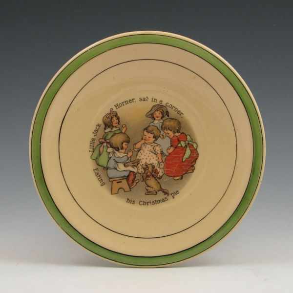 Appraisal: Roseville Nursery Rhyme plate with Little Jack Horner Unmarked Excellent