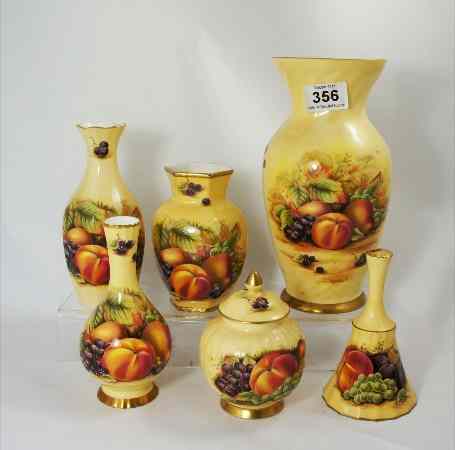 Appraisal: A collection of Anysley Orchard Gold Pottery to include four