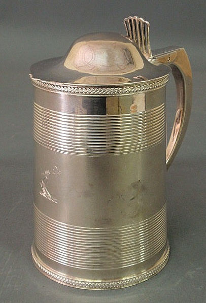 Appraisal: William Bateman silver can or tankard with armorial crest h