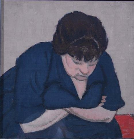 Appraisal: CLIFFORD HALL - - Woman with folded arms c oils