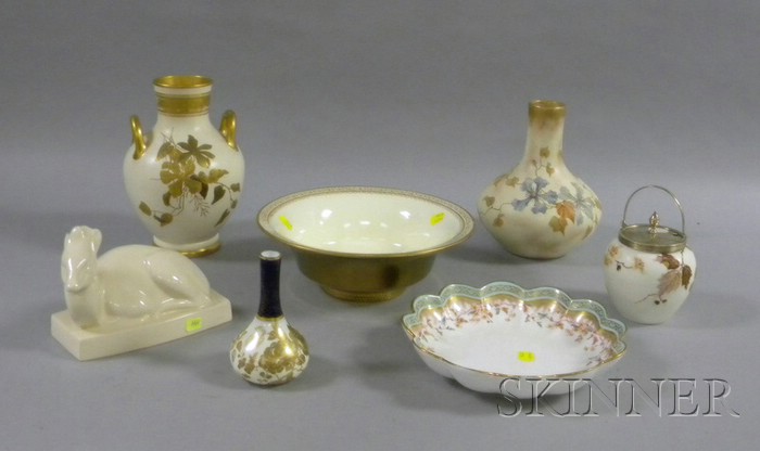 Appraisal: Seven Assorted Wedgwood Decorated Ceramic Items a porcelain bowl shaped