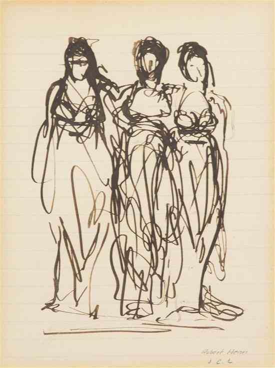 Appraisal: Robert Henri American - Three Graces ink on paper signed