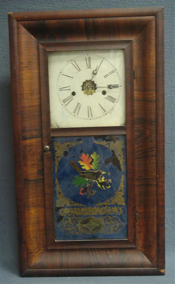 Appraisal: Rosewood veneer OG box clock by E N Welch weights