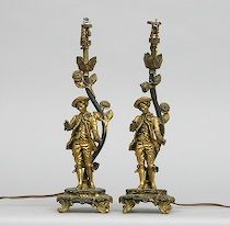 Appraisal: A Pair of Gilt Figurative Table Lamps French ca late