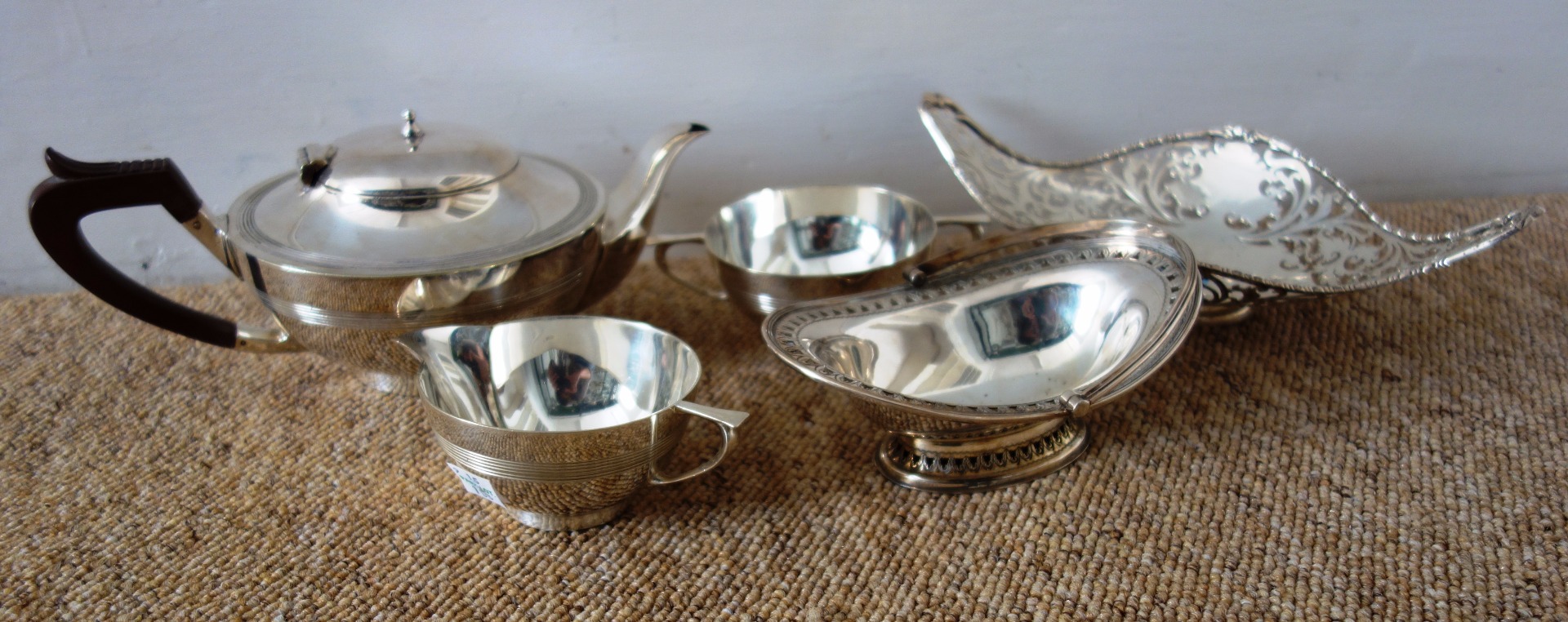 Appraisal: A silver sweetmeat dish Robert Stewart London of shaped outline