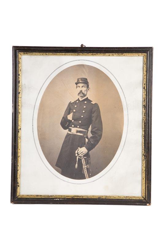 Appraisal: ALBUMEN PHOTOGRAPH OF A CIVIL WAR INFANTRY OFFICER Blindstamped E