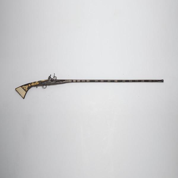 Appraisal: Moroccan Silver Mounted and Bone Inlaid Altit Snaphaunce Long Gun