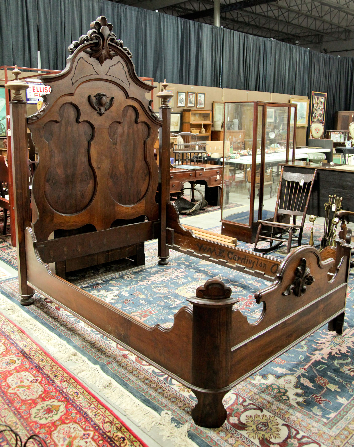 Appraisal: VICTORIAN HIGH BACK BED American late th century walnut Carved