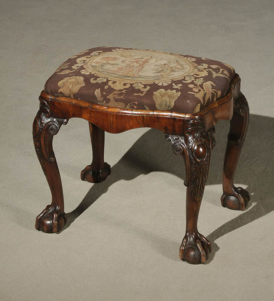 Appraisal: George III Style Walnut Stool Last Quarter th Century Having