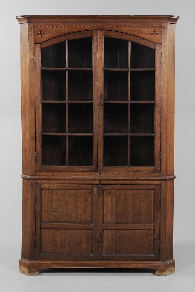 Appraisal: Tennessee Federal Inlaid Walnut Corner Cupboard attributed to Greene County