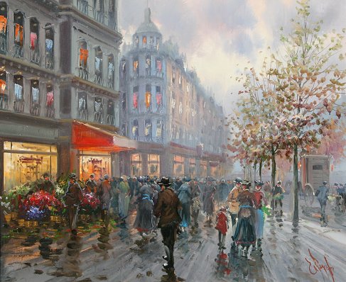 Appraisal: PAYES Paya Emilio Spanish - Parisian Street Scene '' x