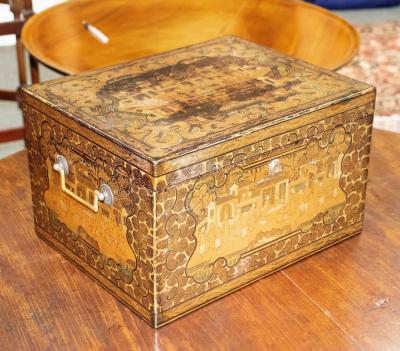 Appraisal: A th Century chinoiserie tea caddy decorated all over with