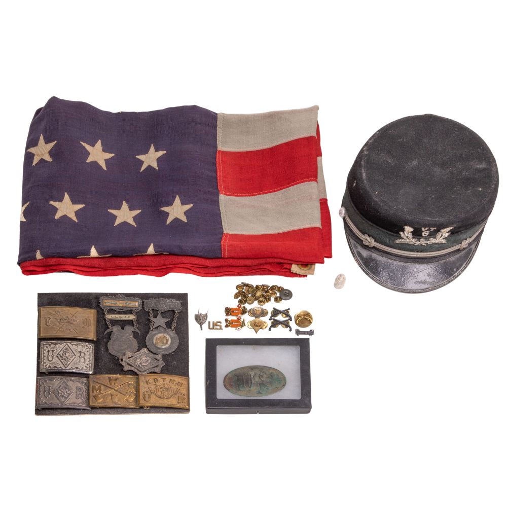 Appraisal: MILITARY AND FRATERNAL AMERICAN OBJECT ASSORTMENTOver items including Civil War-era