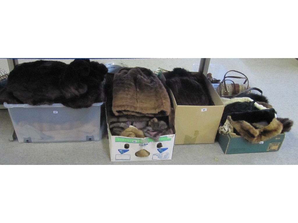 Appraisal: Four boxes of assorted fur coats stoles handbags etc