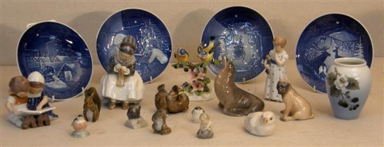 Appraisal: Four Copenhagen Porcelain Christmas plates and various Royal Copenhagen figures