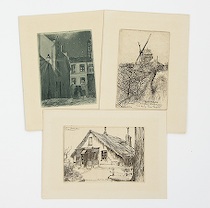 Appraisal: Eugene Delatre French - A lot of three etchings on