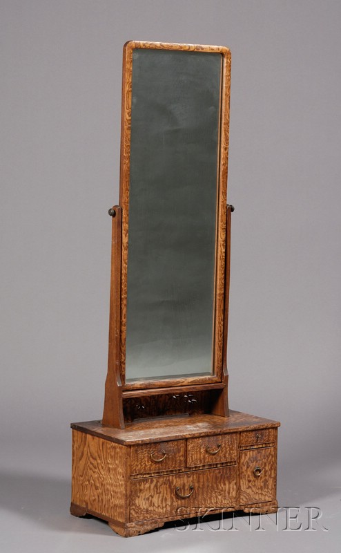 Appraisal: Mirror Stand Japan Taisho period - burlwood five drawers at