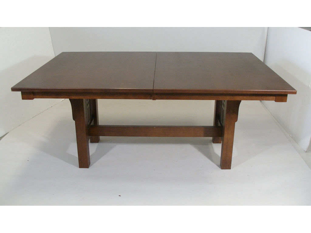 Appraisal: Arts Crafts Contemporary Dining Table oak rectangular top w trestle