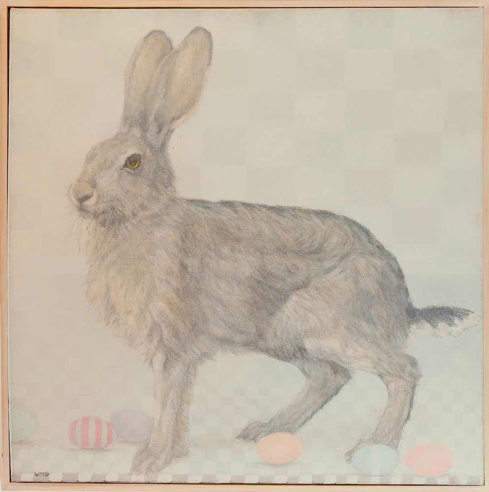 Appraisal: Virginia M Greenleaf Oil on Canvas Easter Hare Exclusive on