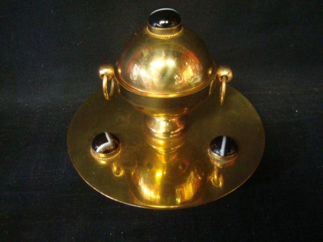 Appraisal: Bronze or Gilt Metal Inkwell Great lines with some sort