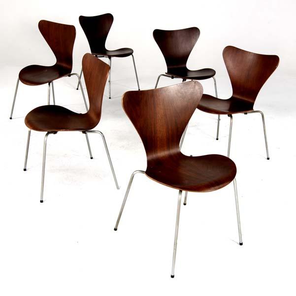 Appraisal: ARNE JACOBSEN FRITZ HANSEN Set of six bentwood Ant chairs