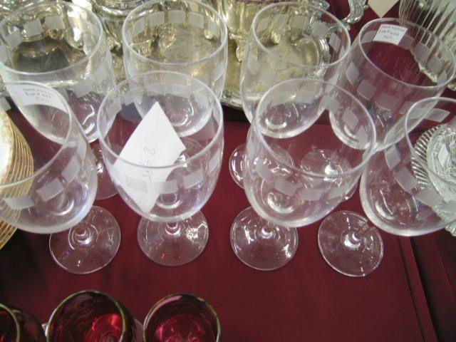 Appraisal: Set of Large Crystal Goblets cut block design