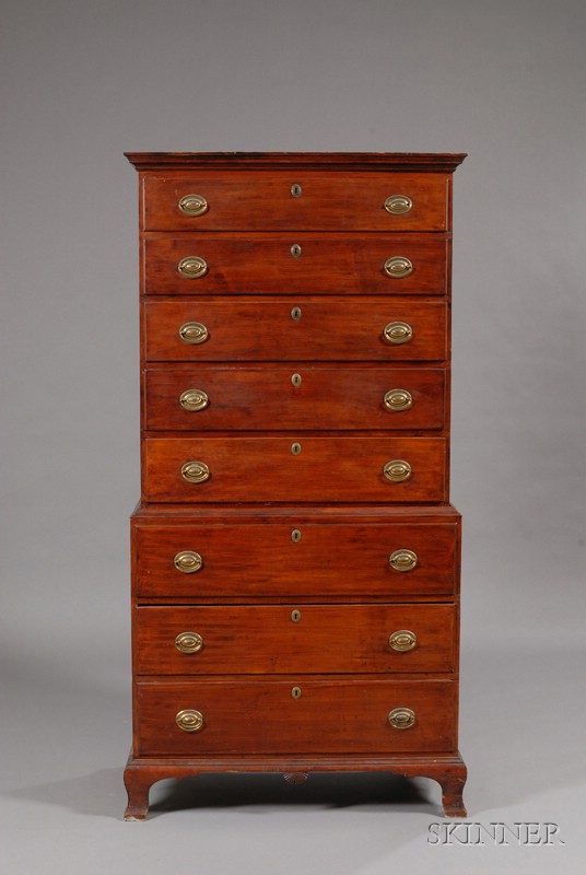 Appraisal: Chippendale Maple Carved Chest-on-Chest southeastern New England late th century