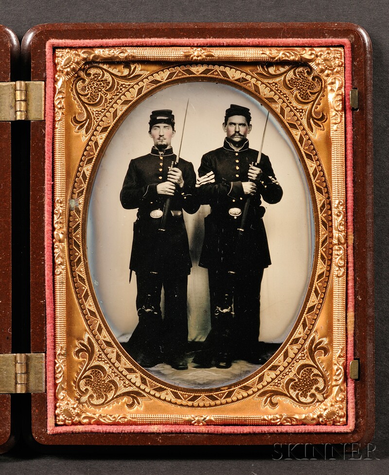 Appraisal: Quarter Plate Ambrotype of Two Young Men in Naval Uniforms