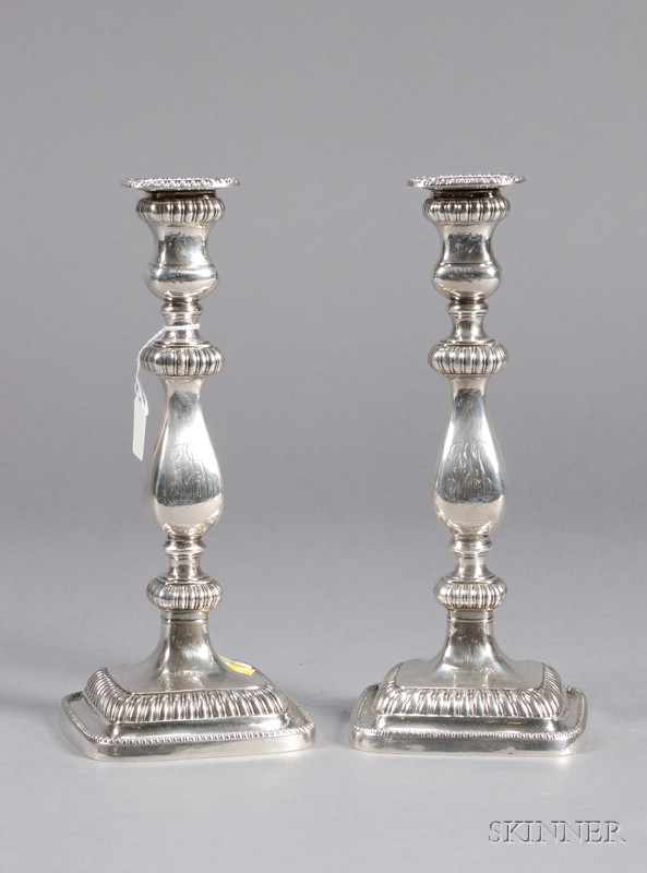 Appraisal: Pair of Gorham Weighted Sterling Candlesticks th century marked English