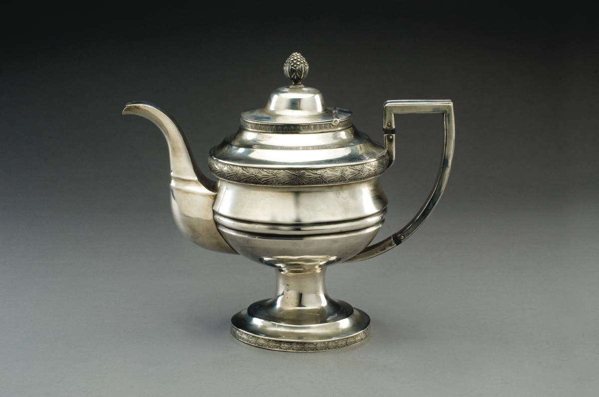 Appraisal: BOSTON MASSACHUSETTS SILVER PRESENTATION TEAPOT AND COVER BALDWIN JONES CIRCA