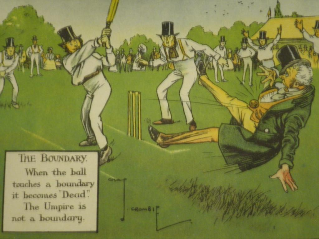 Appraisal: A set of four framed coloured cricketing prints and another