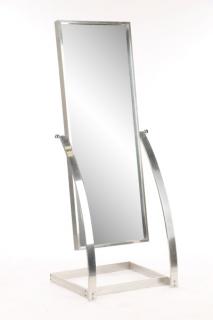 Appraisal: Modernist Chromed Metal Cantilevered Floor Mirror American mid th century