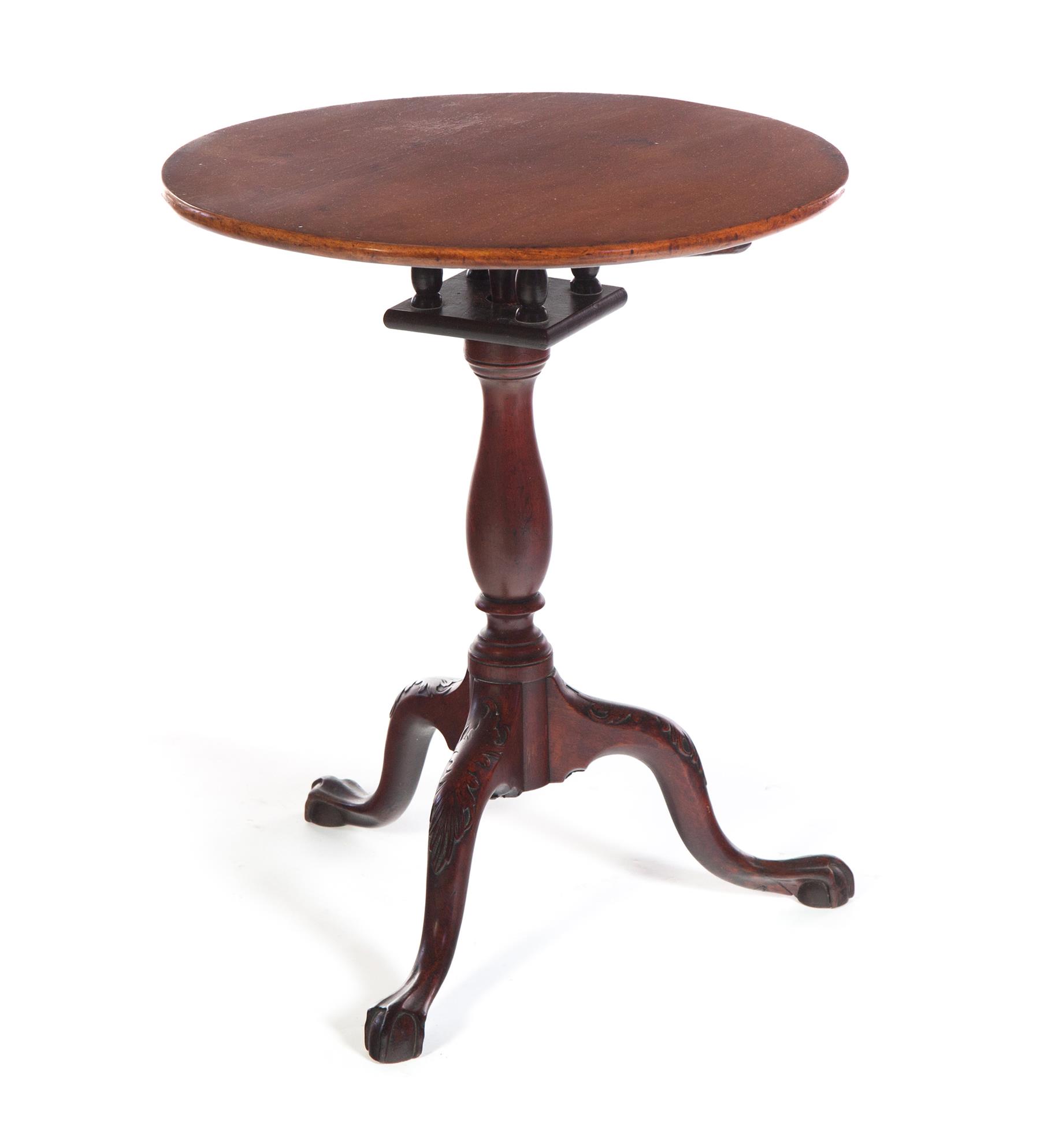 Appraisal: NEW YORK CHIPPENDALE CANDLESTAND Second half- th century mahogany Tilt-top