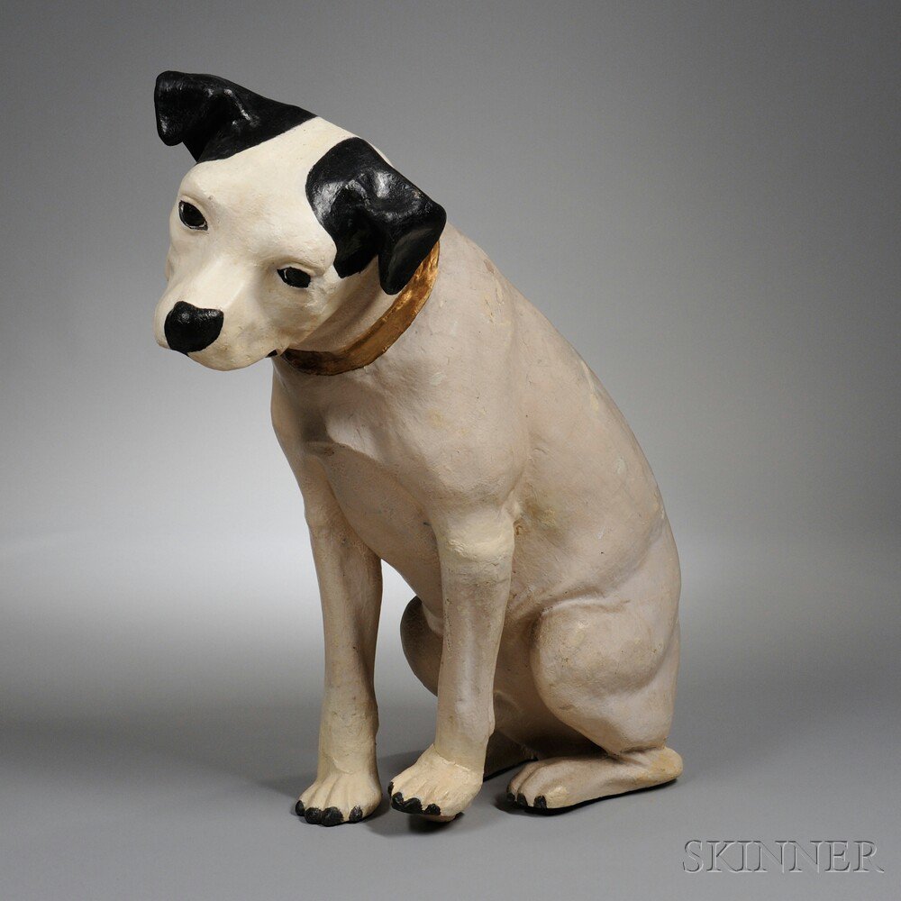 Appraisal: Large Papier-mache Figure of the Terrier Nipper th century imperfections