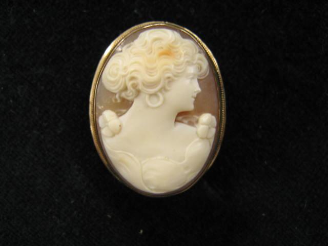 Appraisal: Cameo Brooch carved shell portrait of a lady pin or